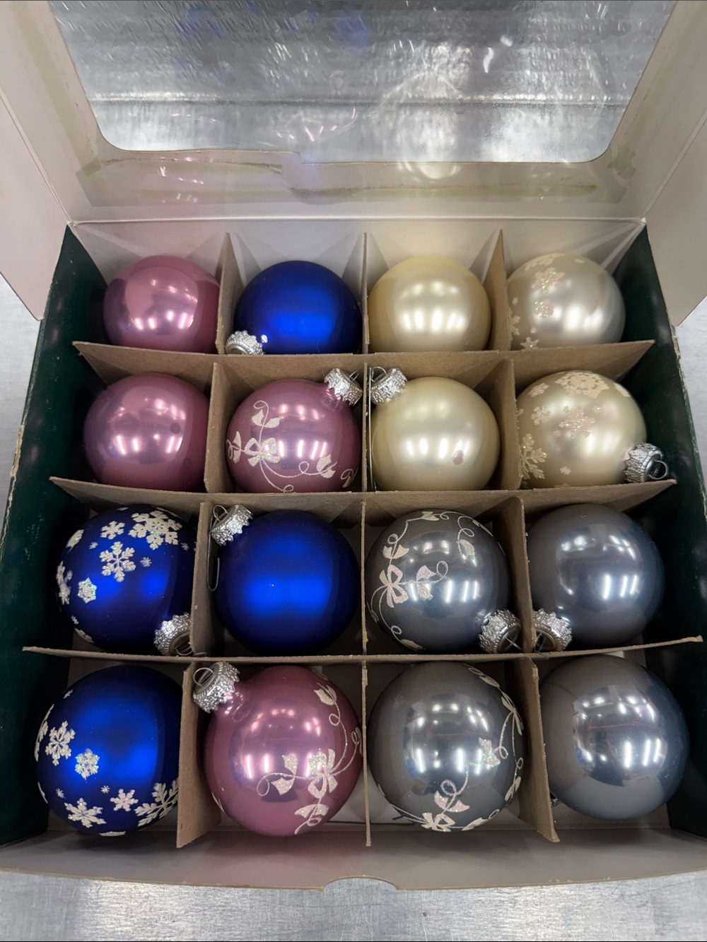 Vintage Holiday Collection Glass Ornament Set of 16
